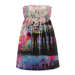 DISNEY Jerry Leigh Smocked Strapless Sun Dress Juniors M (7/9) Multi Resort NWT